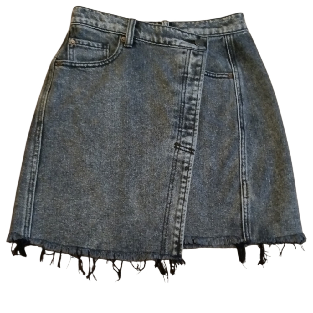 We The Free Parker Black Wrap Edgy Moto Mini Skirt Size 24